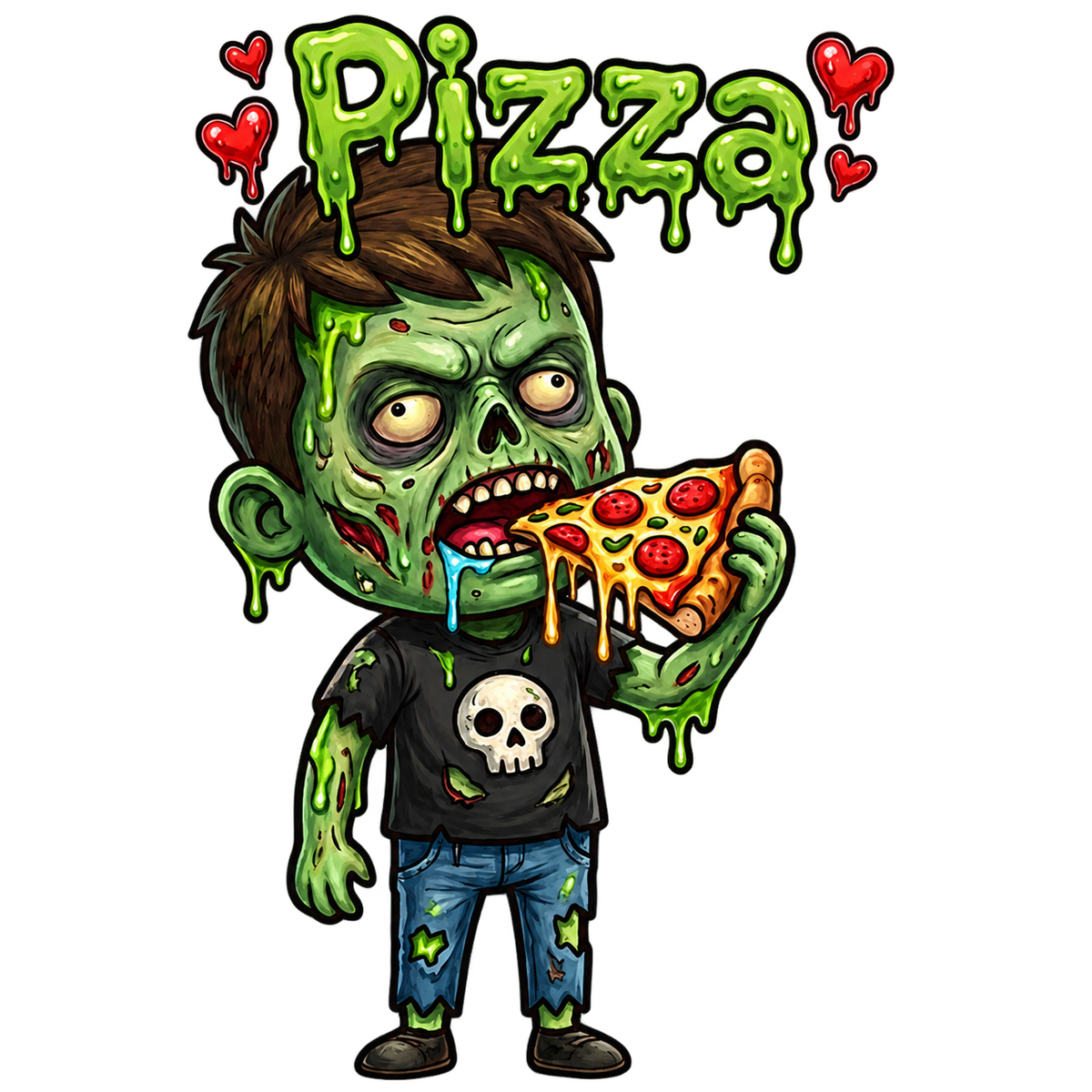 Lisa's Little Shoppe Zombie Pizza Lover Bella+Canvas Racerback Tank Top | Spooky Cute Halloween Graphic
