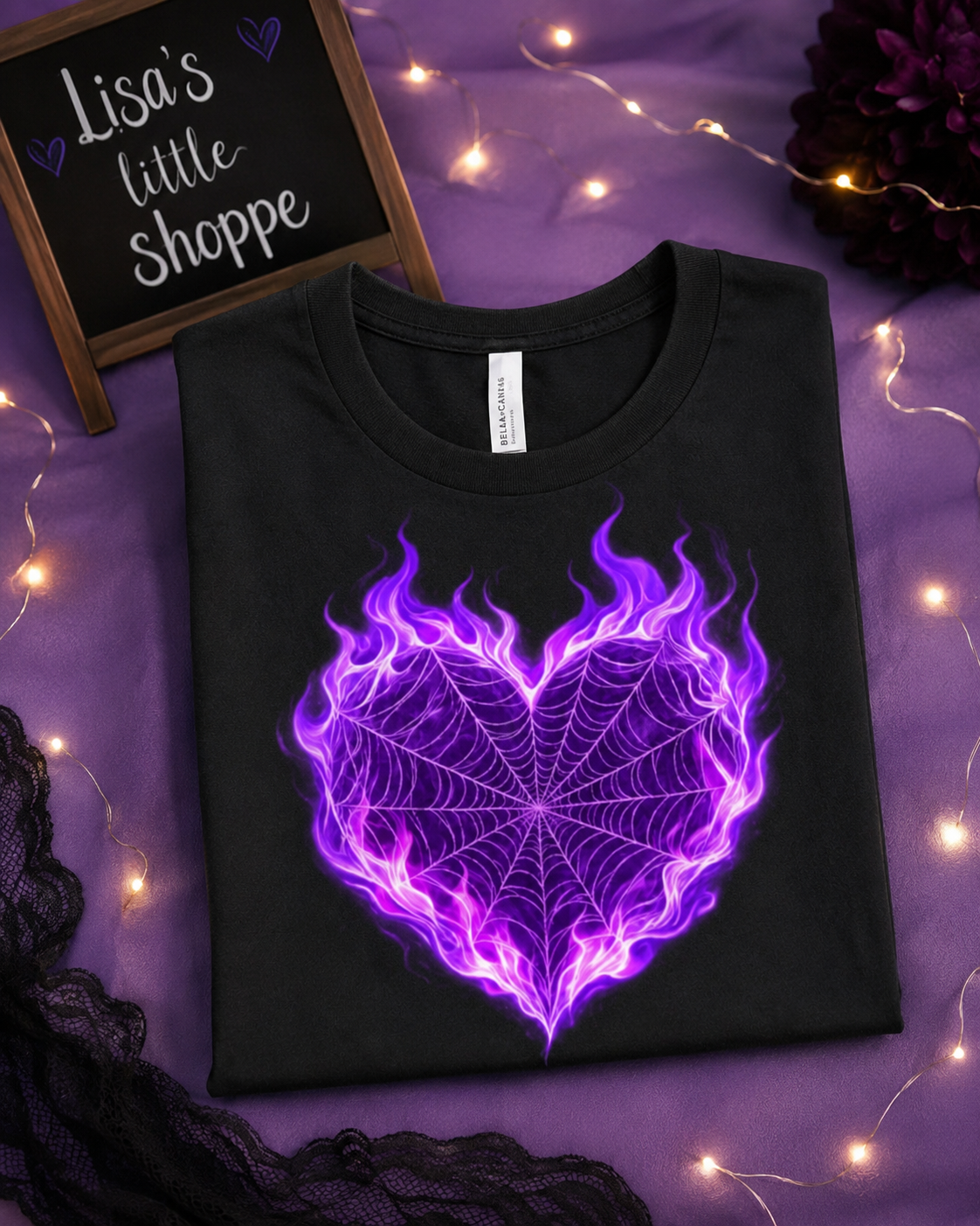 Lisa's Little Shoppe Flaming Purple Web Heart Tank Top