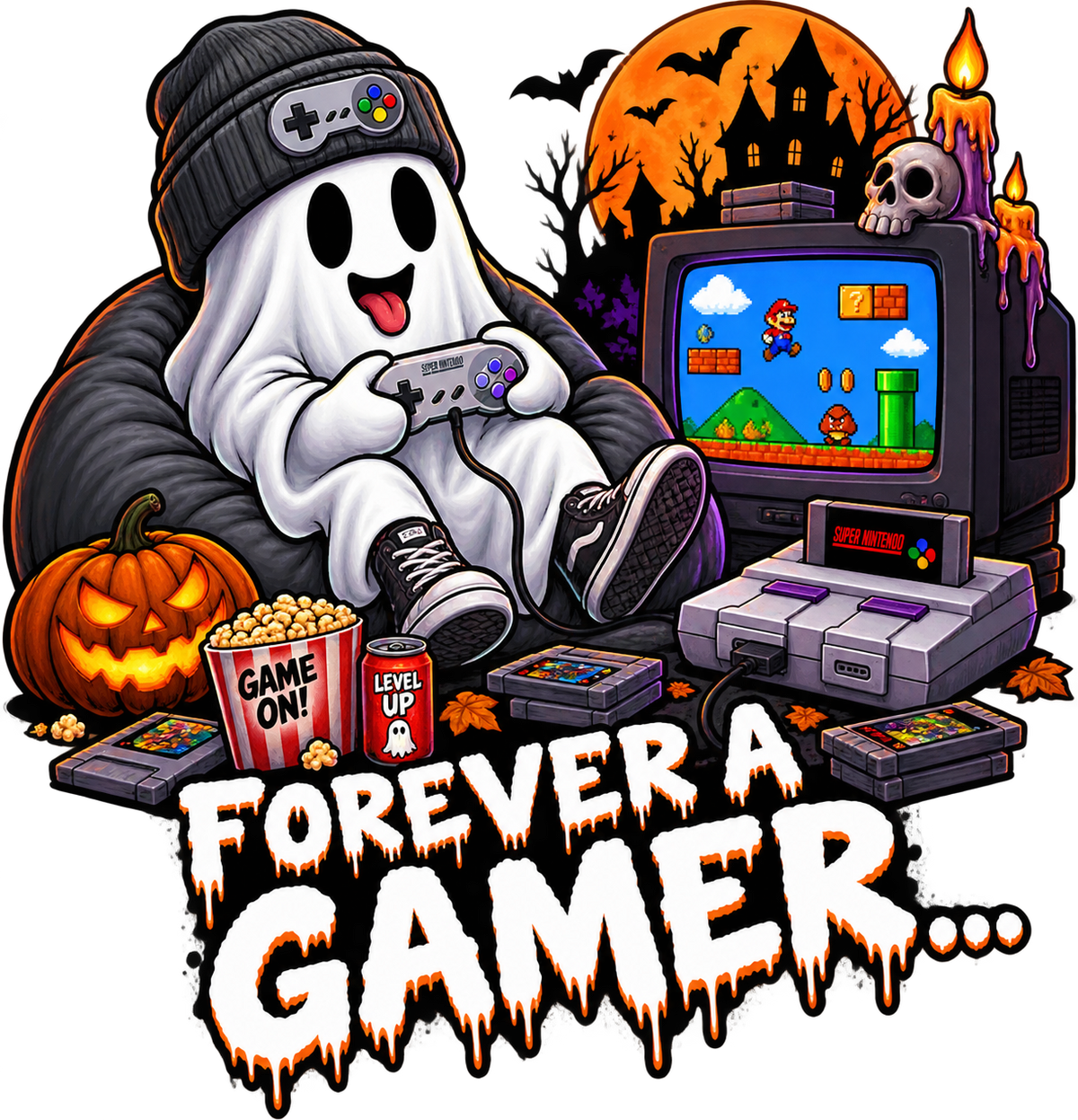 Lisa's Little Shoppe Forever a Gamer Halloween Racerback Tank