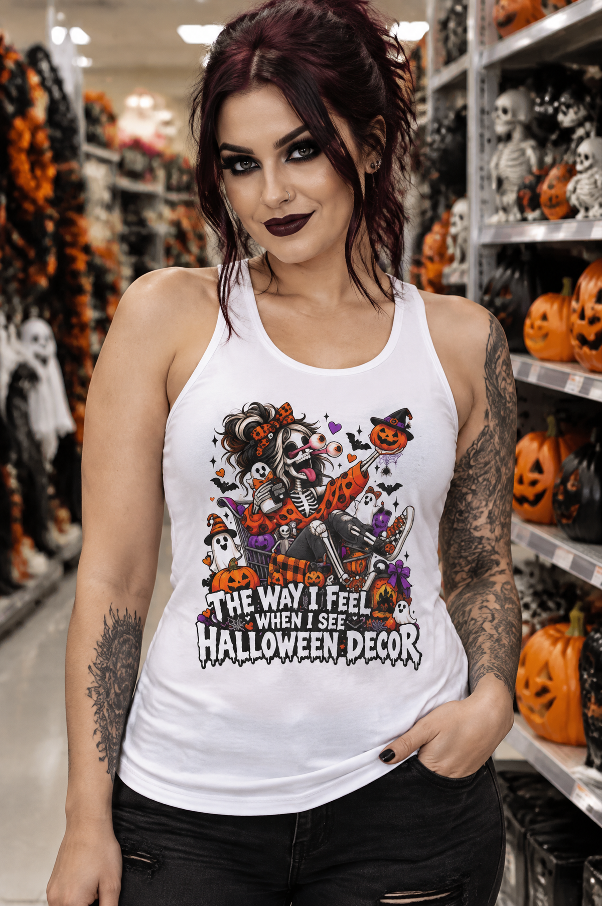 Lisa's Little Shoppe The Way I Feel When I See HALLOWEEN Decor Tank Top Racerback