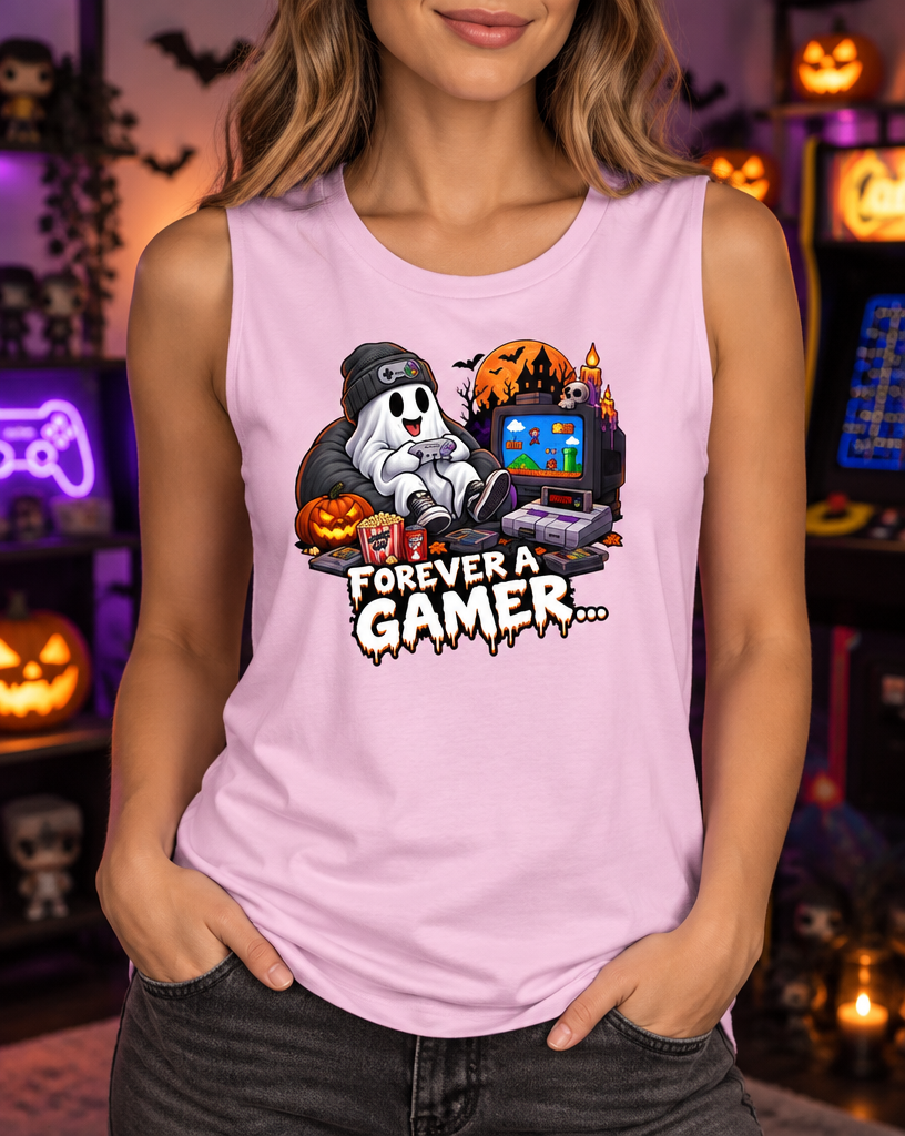 Lisa's Little Shoppe Forever a Gamer Halloween Racerback Tank