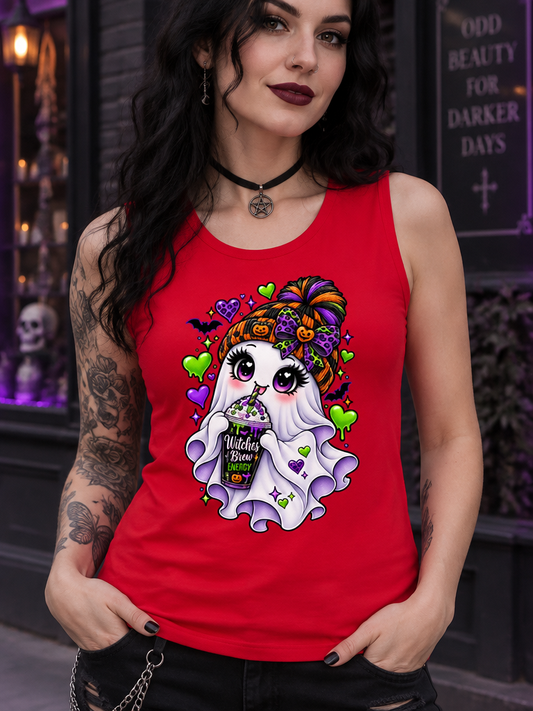 Lisa's Little Shoppe Spooky Sips Ghost Bella+Canvas Racerback Tank Top – Halloween Exclusive