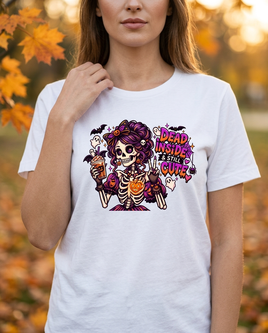 Lisa's Little Shoppe Dead Inside & Still Cute Skeleton Graphic Tee | Bella+Canvas Unisex