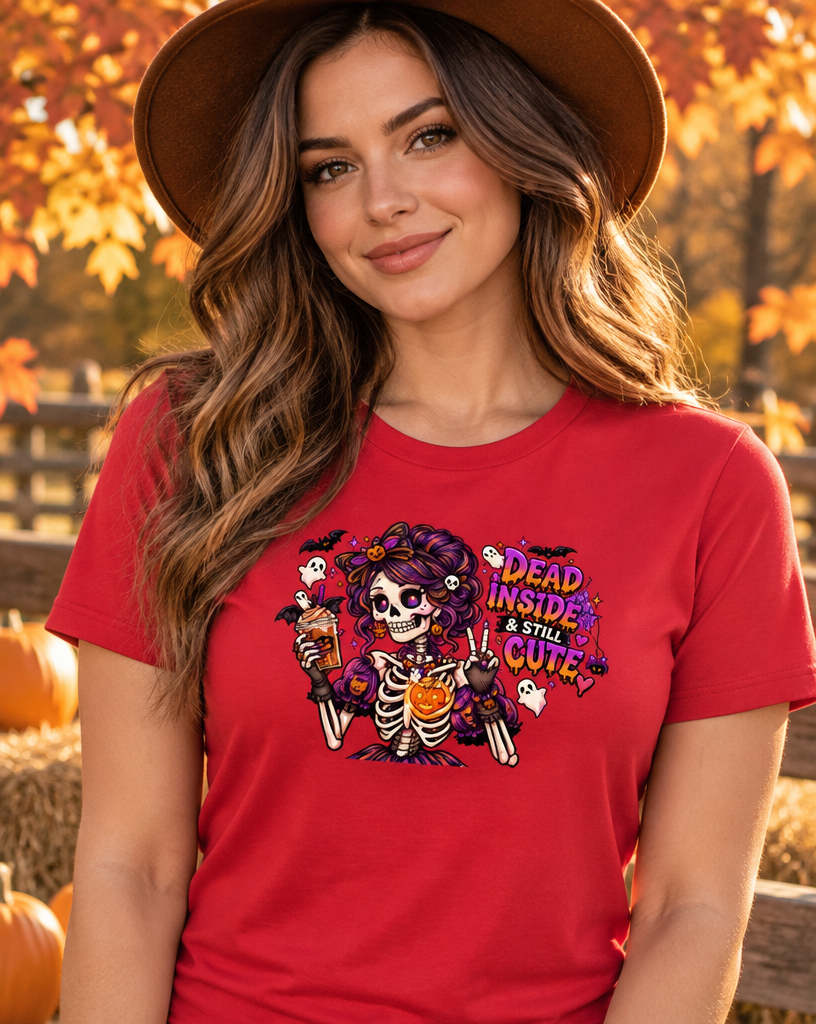 Lisa's Little Shoppe Dead Inside & Still Cute Skeleton Graphic Tee | Bella+Canvas Unisex