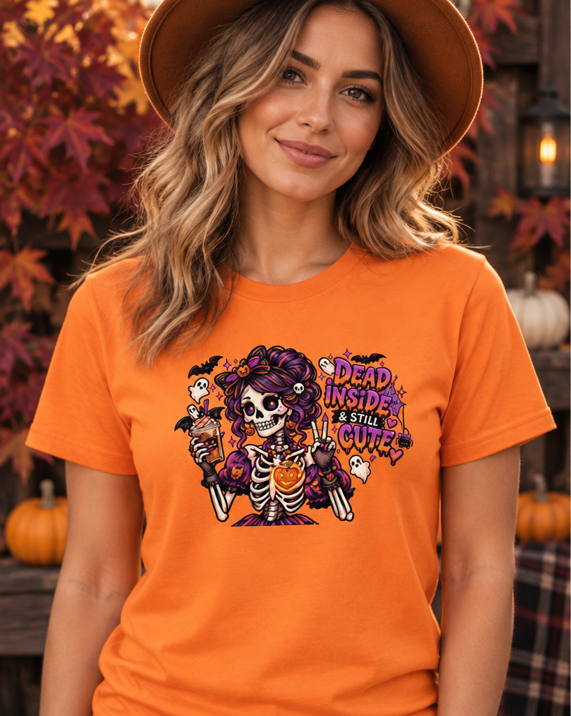 Lisa's Little Shoppe Dead Inside & Still Cute Skeleton Graphic Tee | Bella+Canvas Unisex