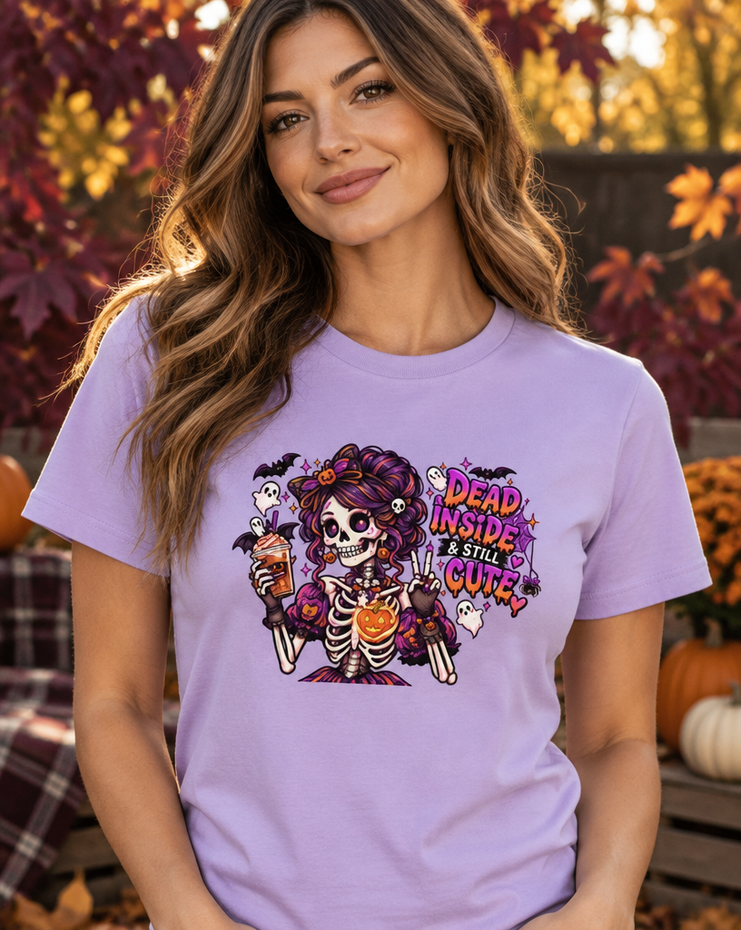 Lisa's Little Shoppe Dead Inside & Still Cute Skeleton Graphic Tee | Bella+Canvas Unisex