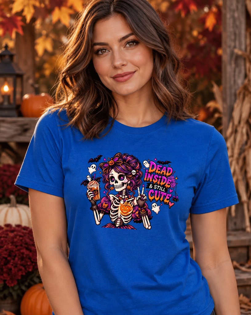 Lisa's Little Shoppe Dead Inside & Still Cute Skeleton Graphic Tee | Bella+Canvas Unisex
