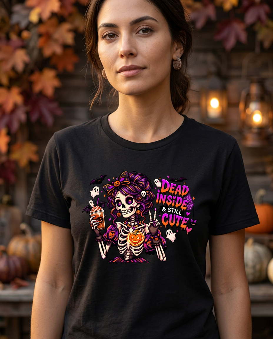 Lisa's Little Shoppe Dead Inside & Still Cute Skeleton Graphic Tee | Bella+Canvas Unisex