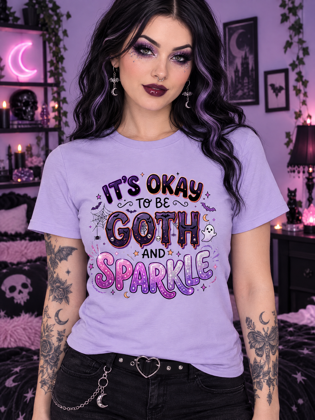 Lisa's Little Shoppe It's Okay to Be Goth & Sparkle Tee | Goth Unisex Shirt