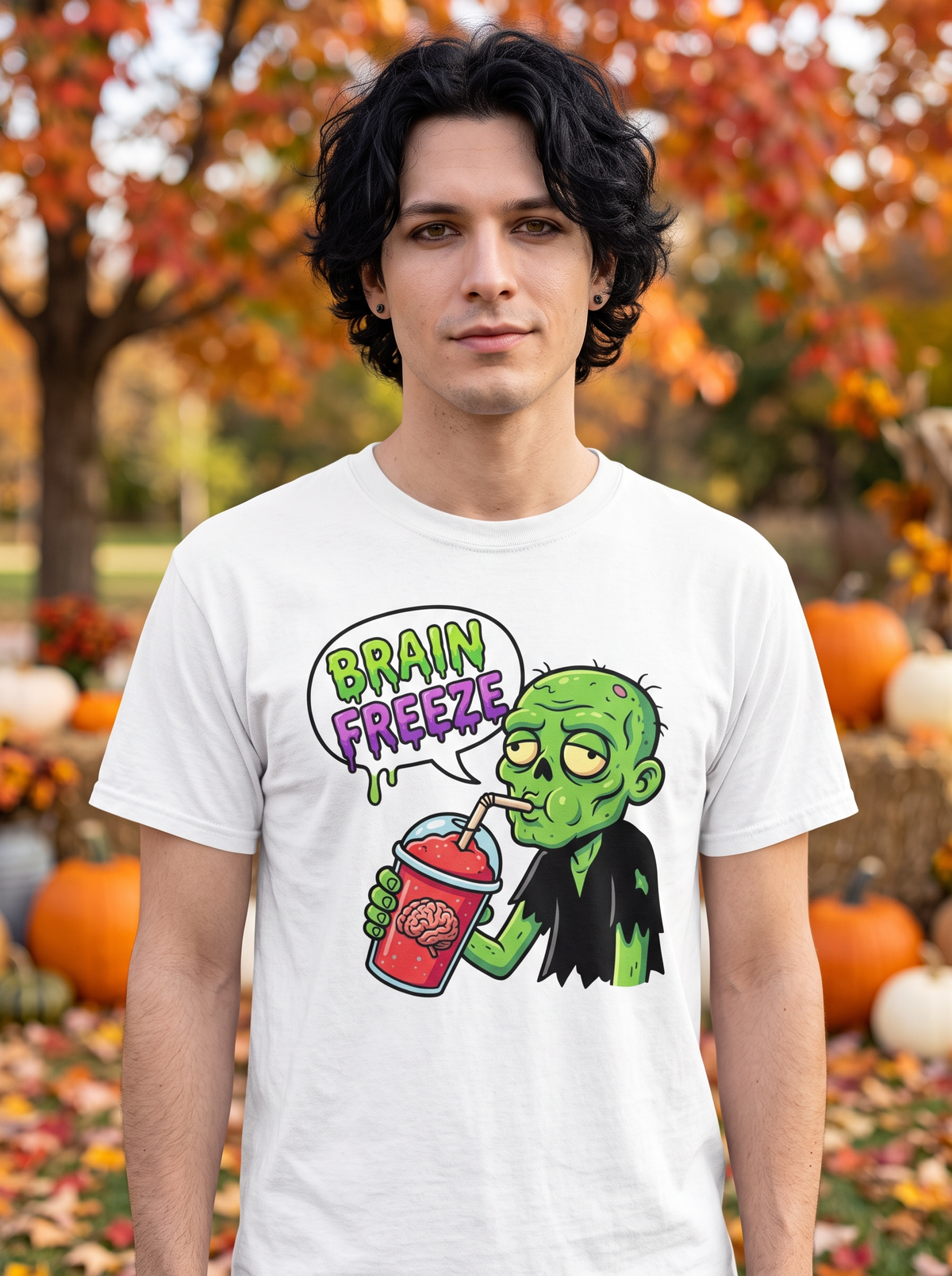 Lisa's Little Shoppe Brain Freeze Zombie Unisex Bella+Canvas Tee | Spooky Cute Halloween Shirt