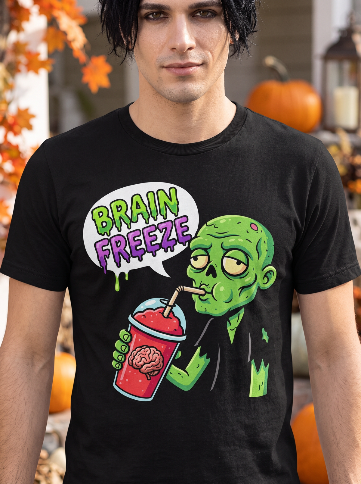 Lisa's Little Shoppe Brain Freeze Zombie Unisex Bella+Canvas Tee | Spooky Cute Halloween Shirt