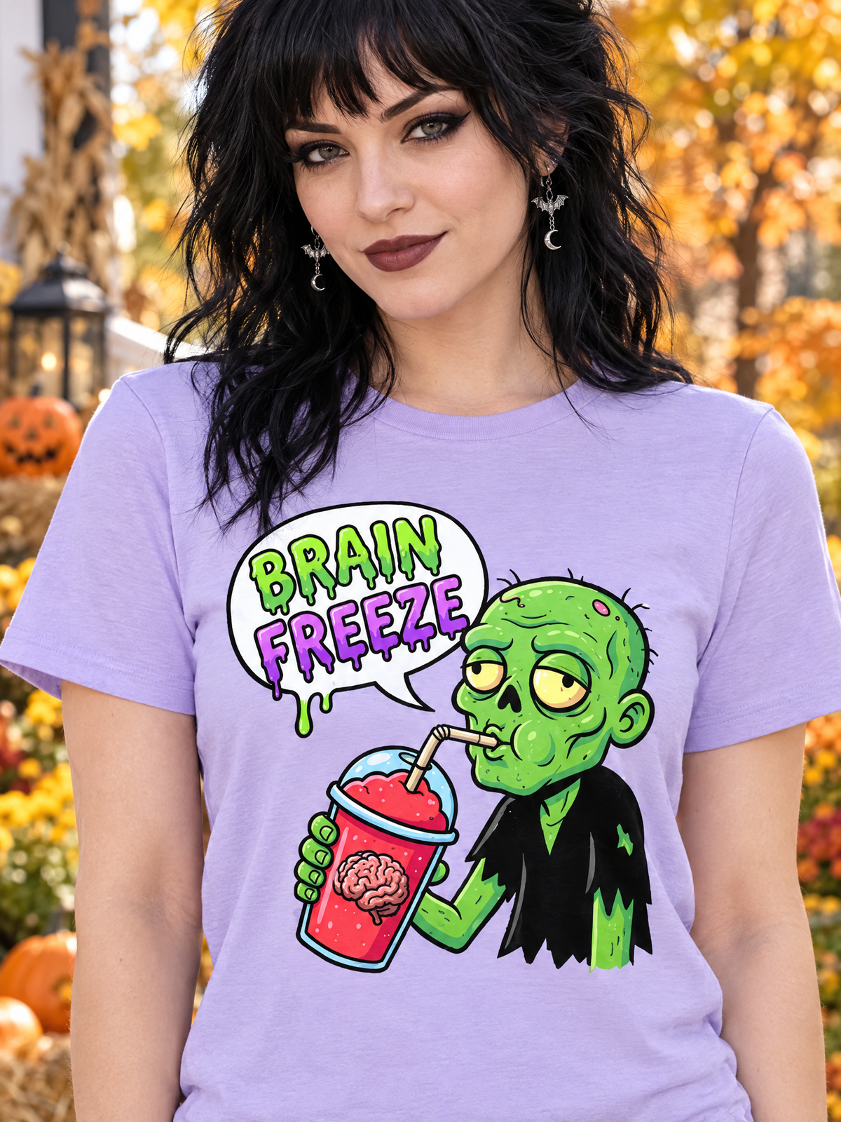 Lisa's Little Shoppe Brain Freeze Zombie Unisex Bella+Canvas Tee | Spooky Cute Halloween Shirt