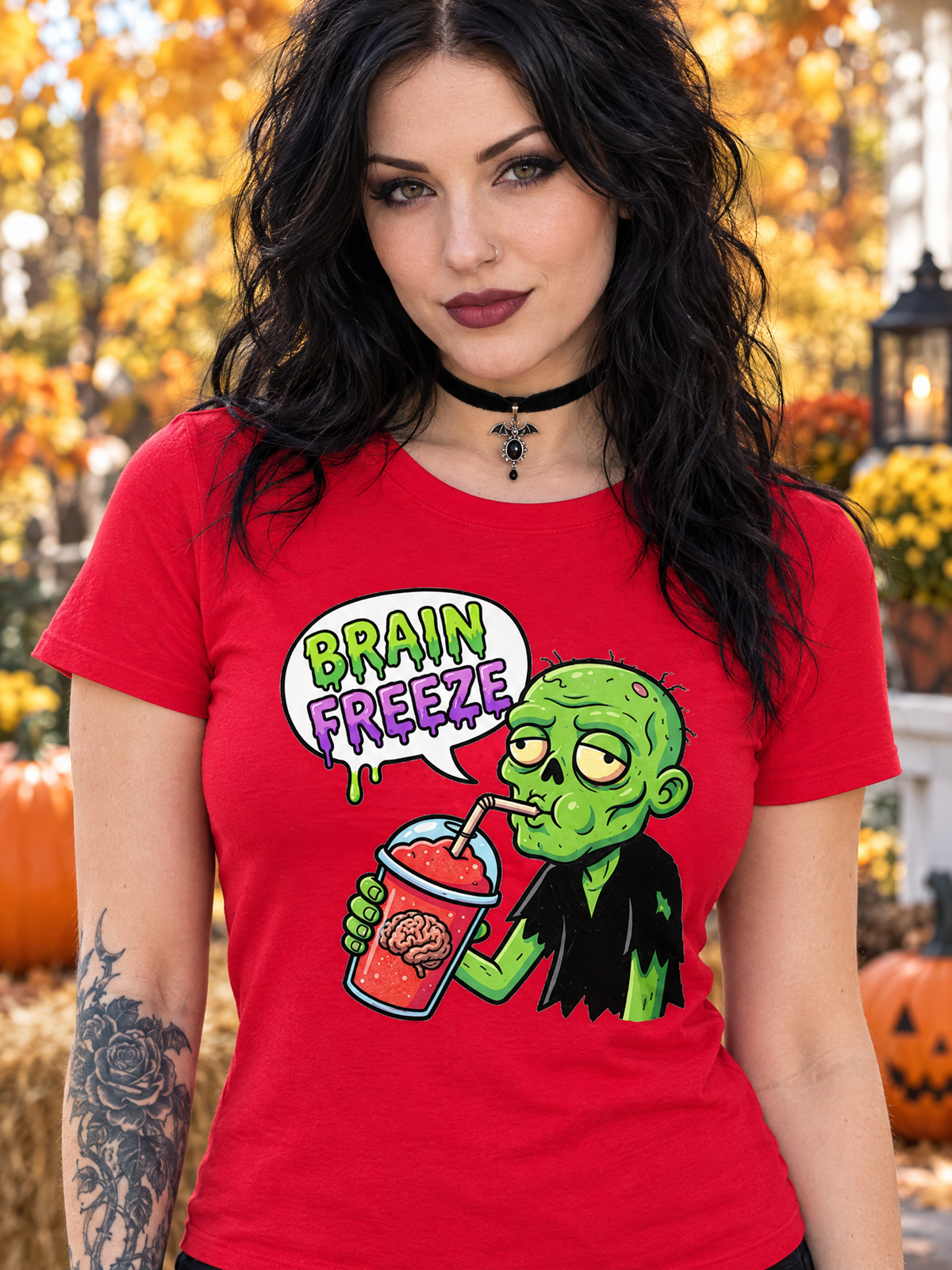 Lisa's Little Shoppe Brain Freeze Zombie Unisex Bella+Canvas Tee | Spooky Cute Halloween Shirt