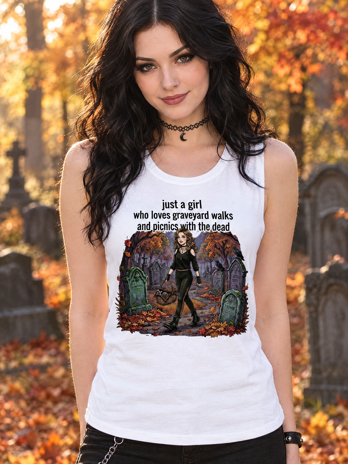 Lisa's Little Shoppe Graveyard Walks & Picnics With the Dead Racerback Tank