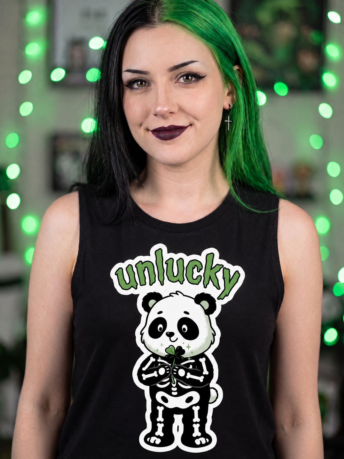 Lisa's Little Shoppe Unlucky Lucky Panda Racerback Tank | Bella+Canvas