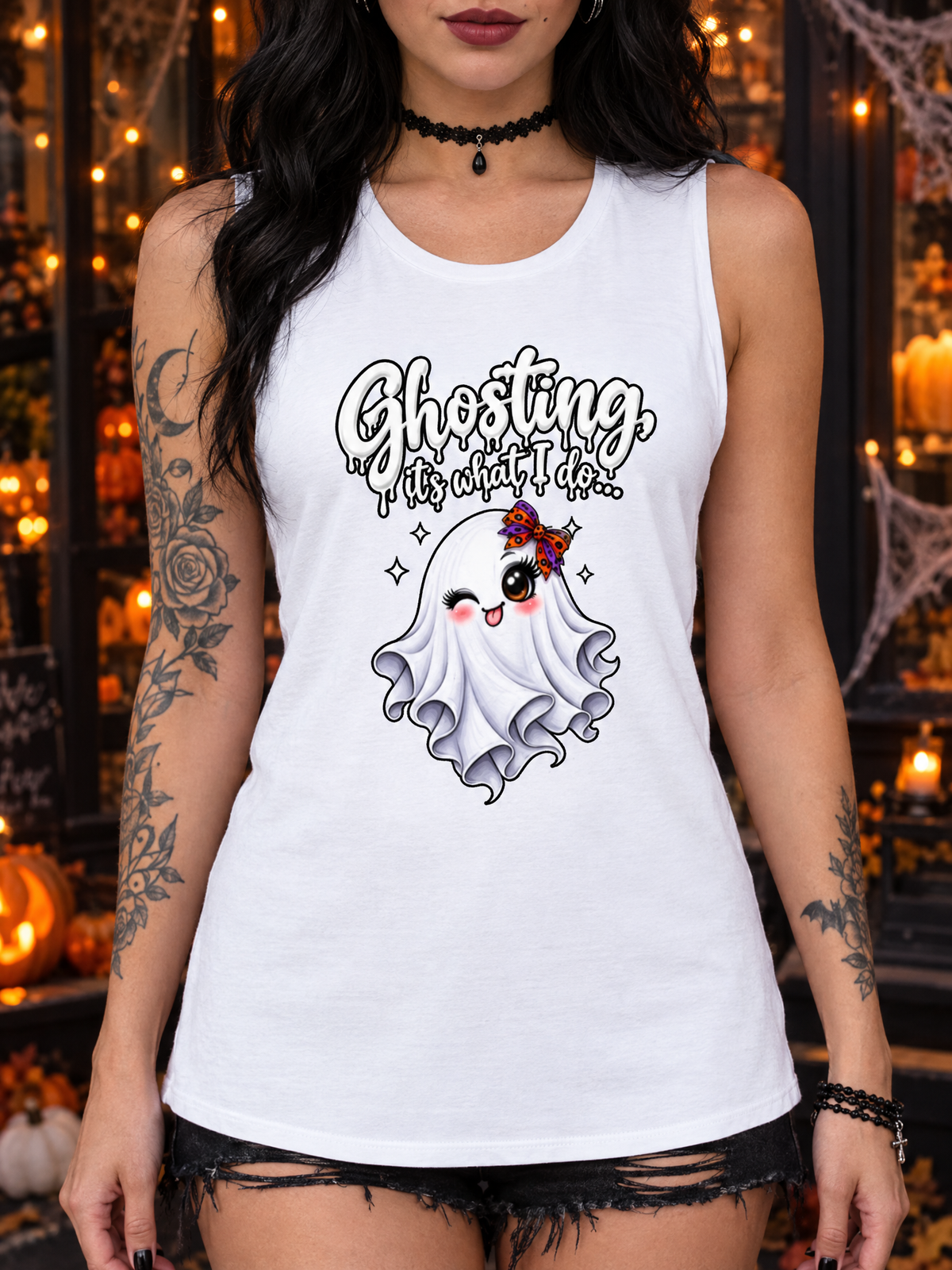 Lisa's Little Shoppe Ghosting It's What I Do – Halloween Bella+Canvas Racerback Tank