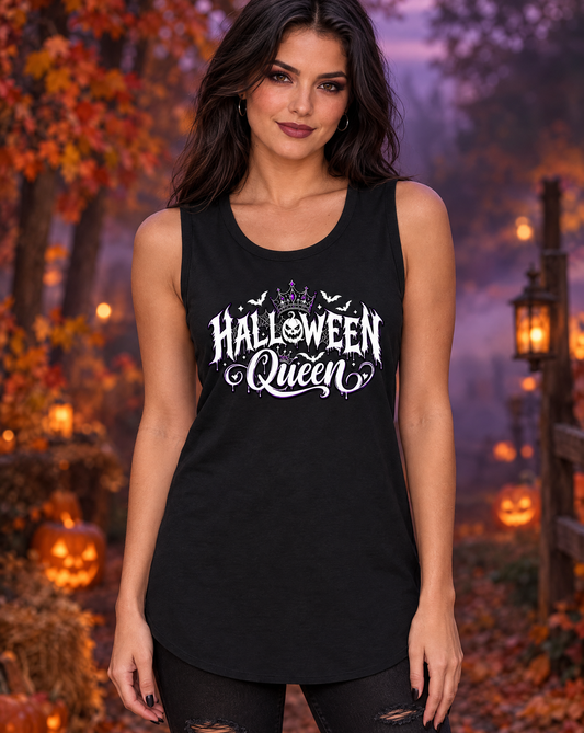 Lisa's Little Shoppe Halloween Queen Racerback Tank Top | Bella+Canvas Halloween Exclusive
