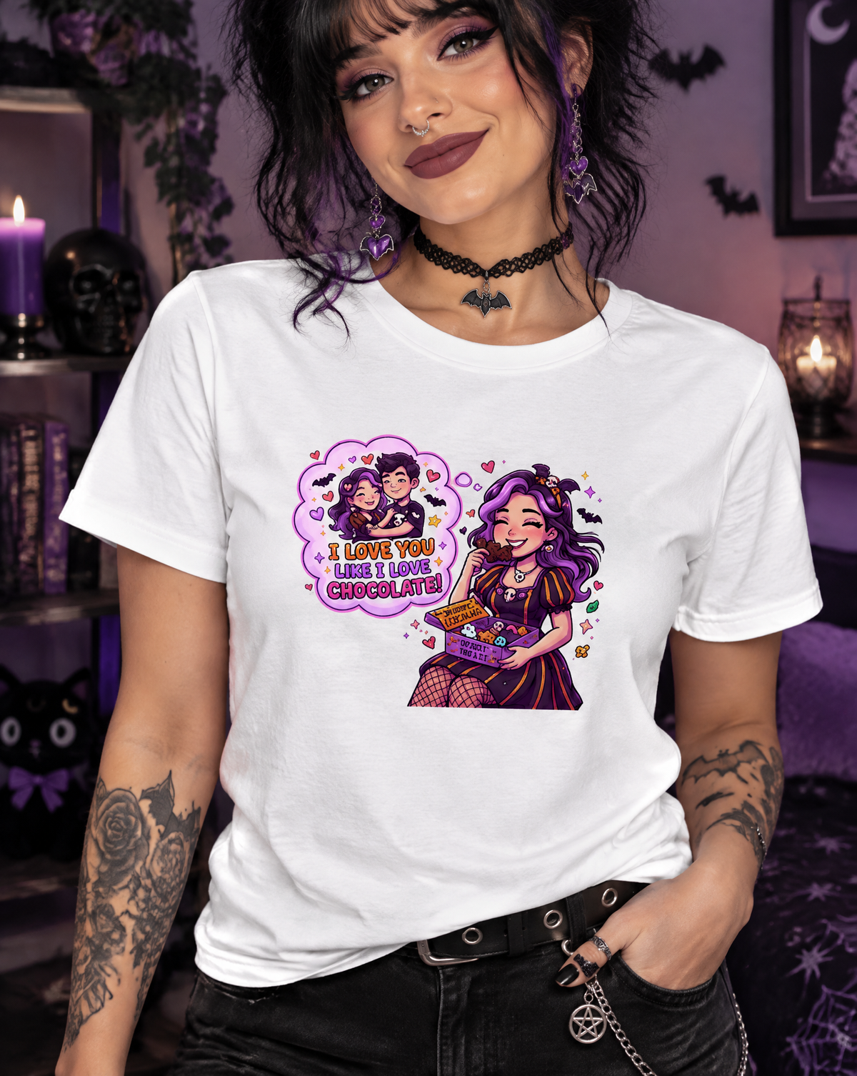Lisa's Little Shoppe I Love You Like I Love Chocolate – Spooky Cute Halloween Bella+Canvas Unisex Tee