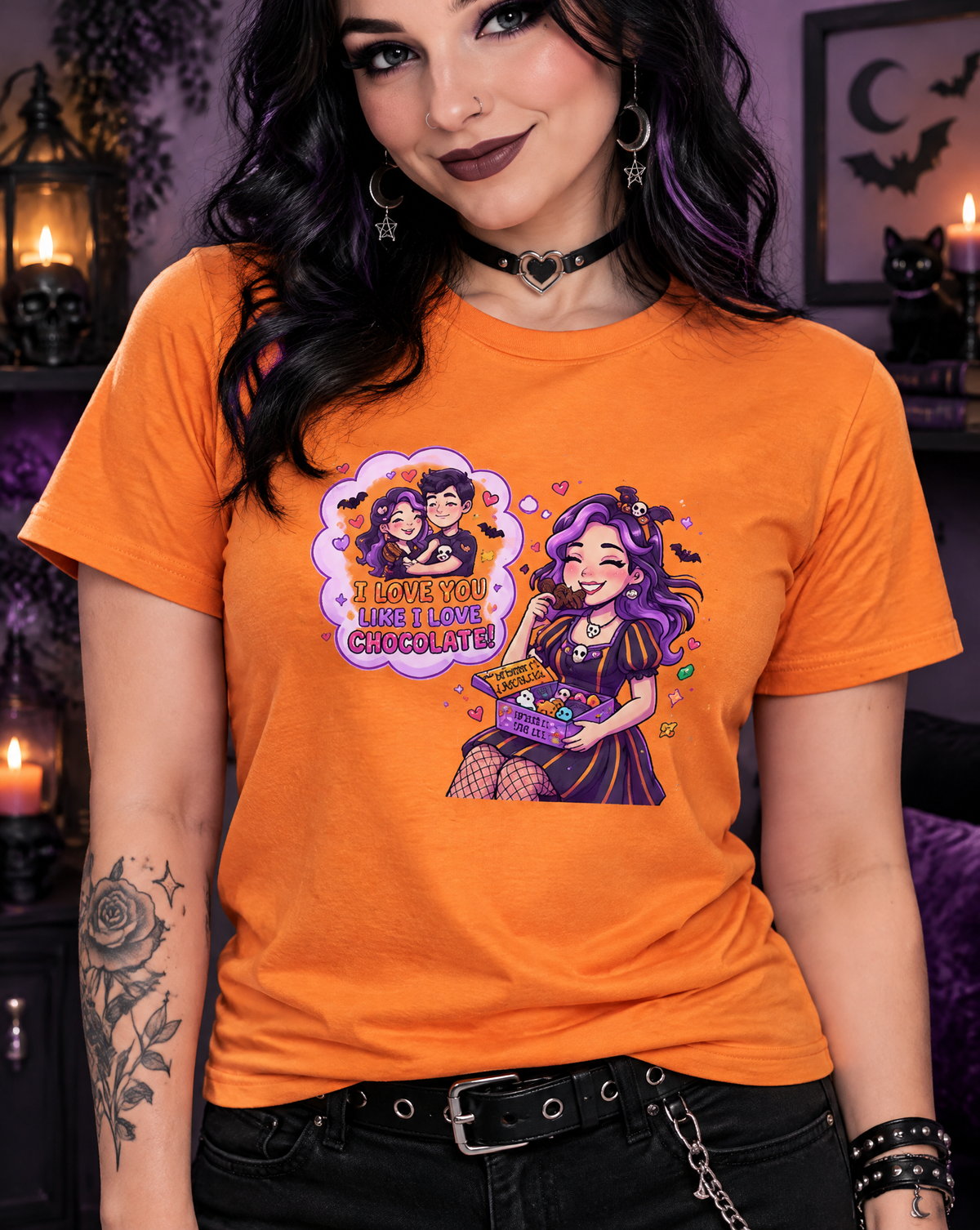 Lisa's Little Shoppe I Love You Like I Love Chocolate – Spooky Cute Halloween Bella+Canvas Unisex Tee
