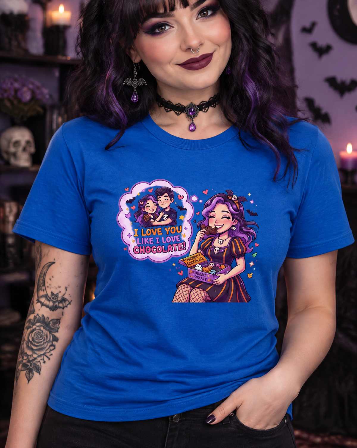 Lisa's Little Shoppe I Love You Like I Love Chocolate – Spooky Cute Halloween Bella+Canvas Unisex Tee