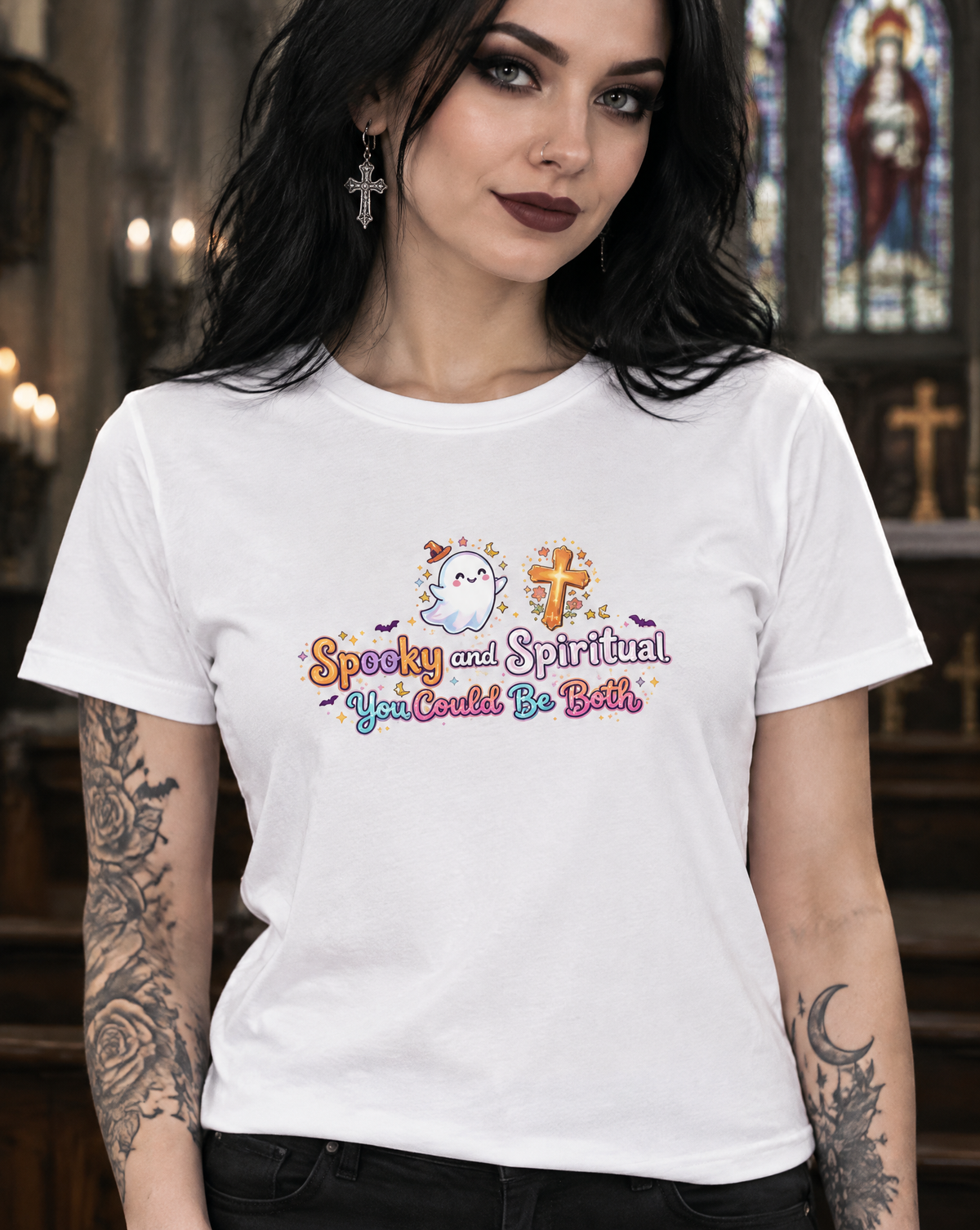 Lisa's Little Shoppe Spooky and Spiritual – Bella+Canvas Unisex Halloween Christian Graphic Tee