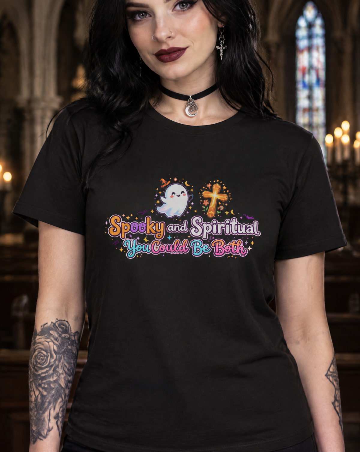 Lisa's Little Shoppe Spooky and Spiritual – Bella+Canvas Unisex Halloween Christian Graphic Tee