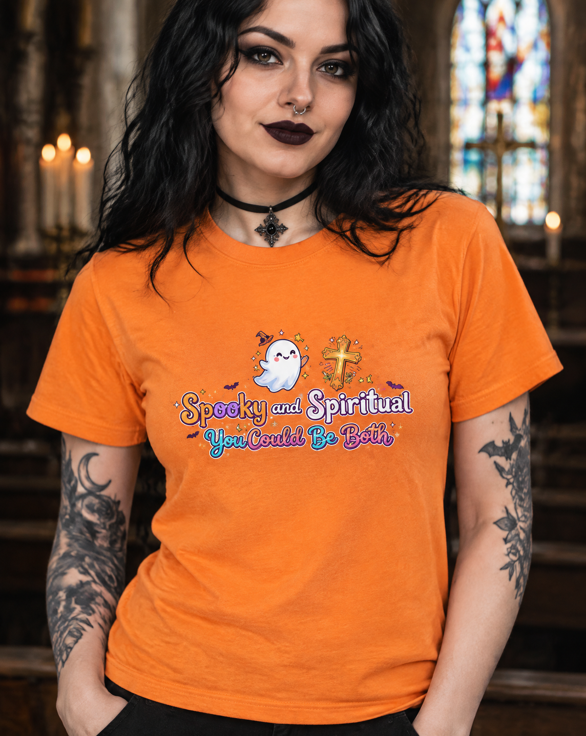 Lisa's Little Shoppe Spooky and Spiritual – Bella+Canvas Unisex Halloween Christian Graphic Tee