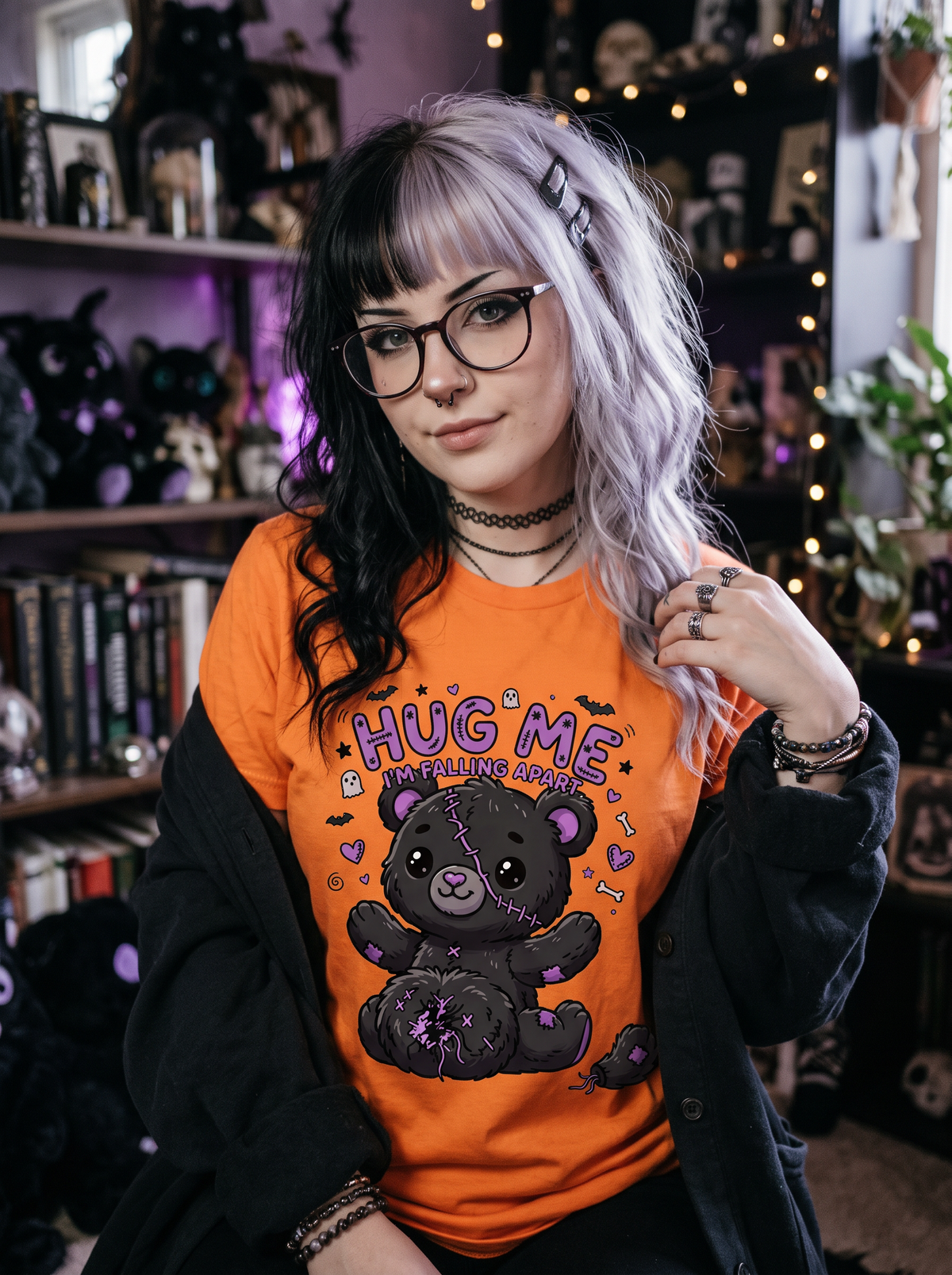 Lisa's Little Shoppe Hug Me, I'm Falling Apart Teddy Bear T-Shirt | Spooky Cute Goth Tee
