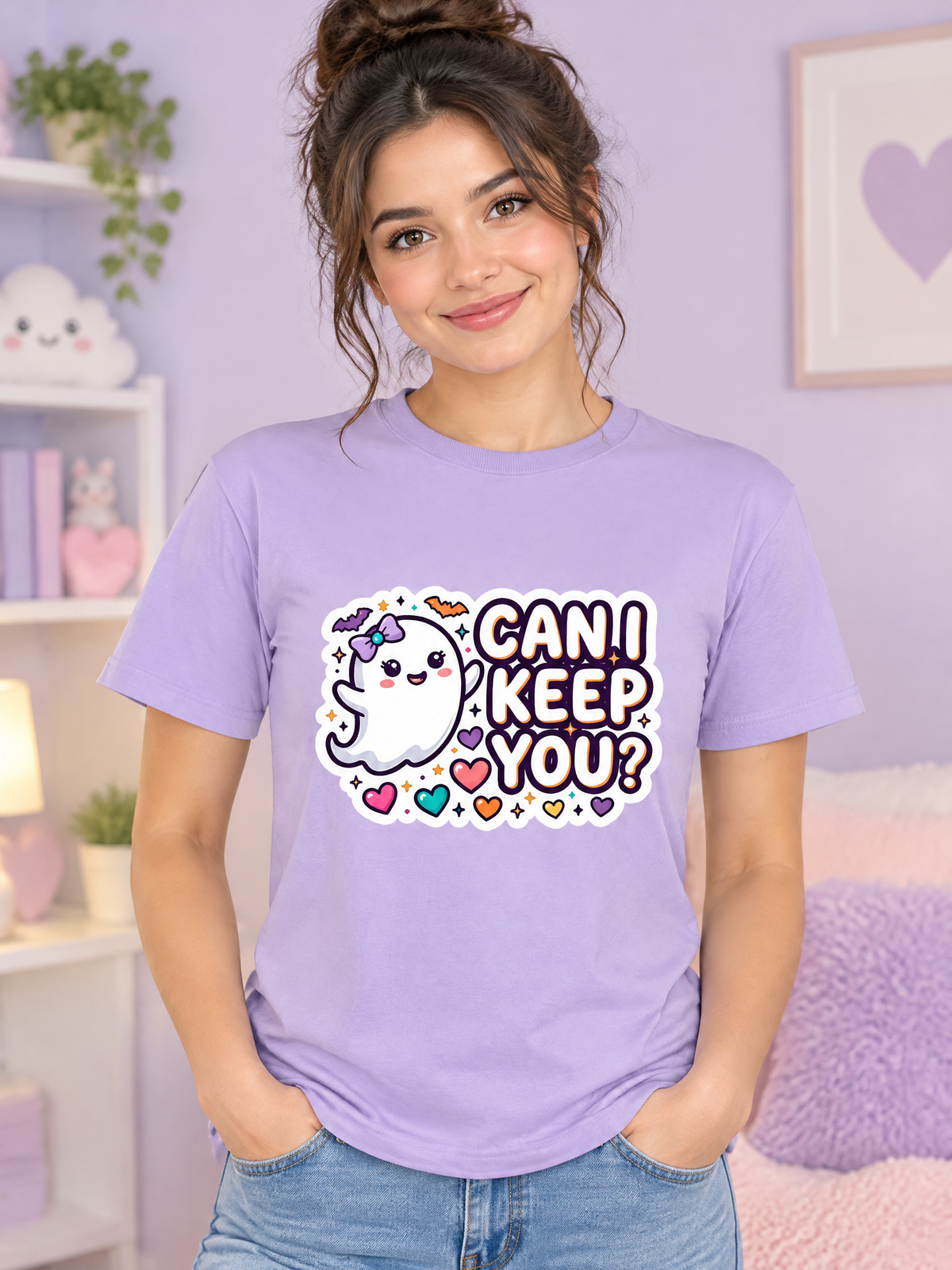 Lisa's Little Shoppe Can I Keep You? Cute Ghost Halloween Bella+Canvas Unisex T-Shirt