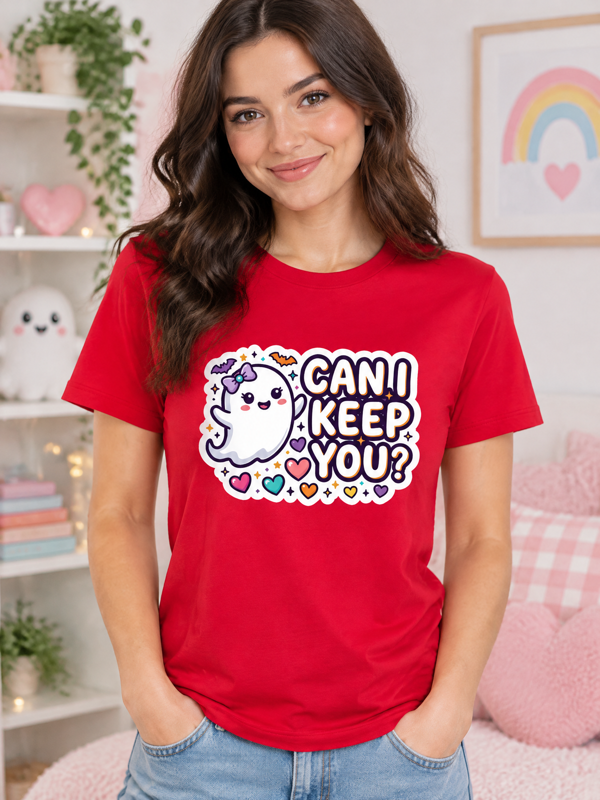 Lisa's Little Shoppe Can I Keep You? Cute Ghost Halloween Bella+Canvas Unisex T-Shirt