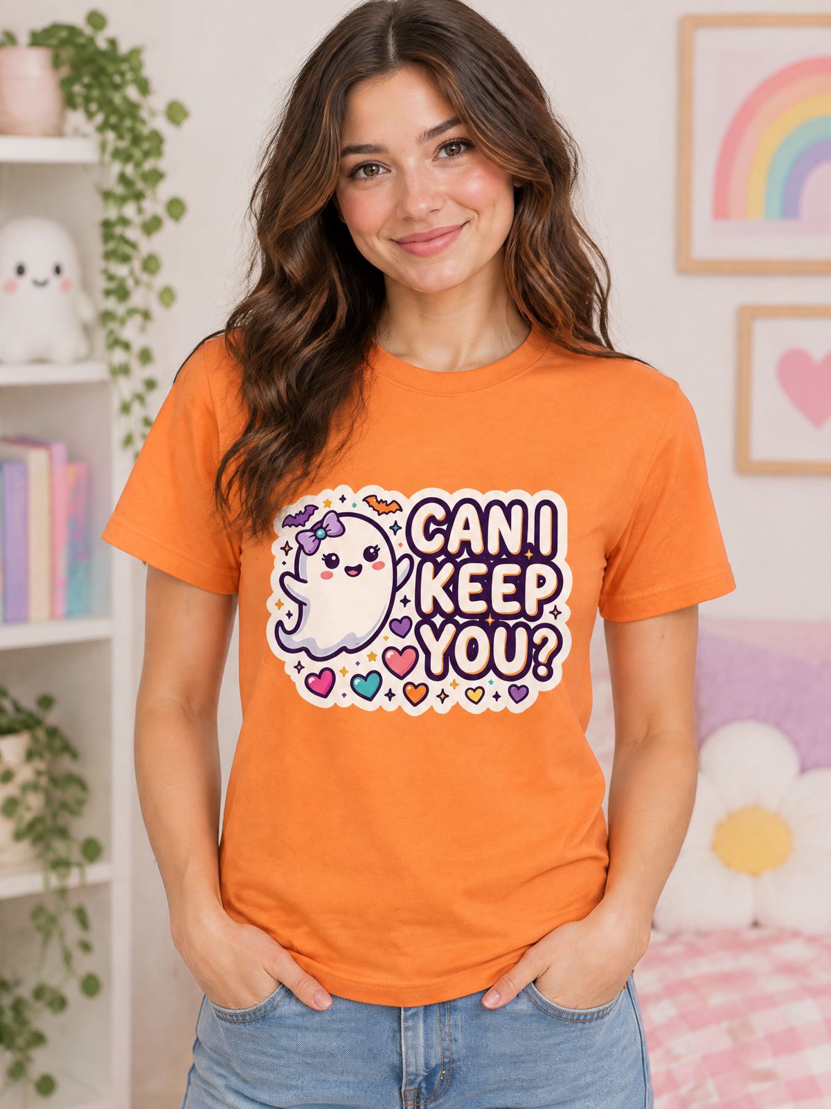 Lisa's Little Shoppe Can I Keep You? Cute Ghost Halloween Bella+Canvas Unisex T-Shirt