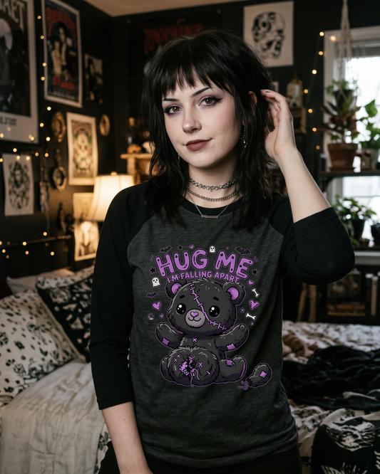 Lisa's Little Shoppe Hug Me, I'm Falling Apart – Spooky Cute Baseball Tee