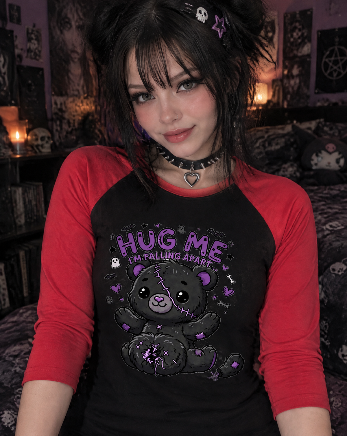 Lisa's Little Shoppe Hug Me, I'm Falling Apart – Spooky Cute Baseball Tee