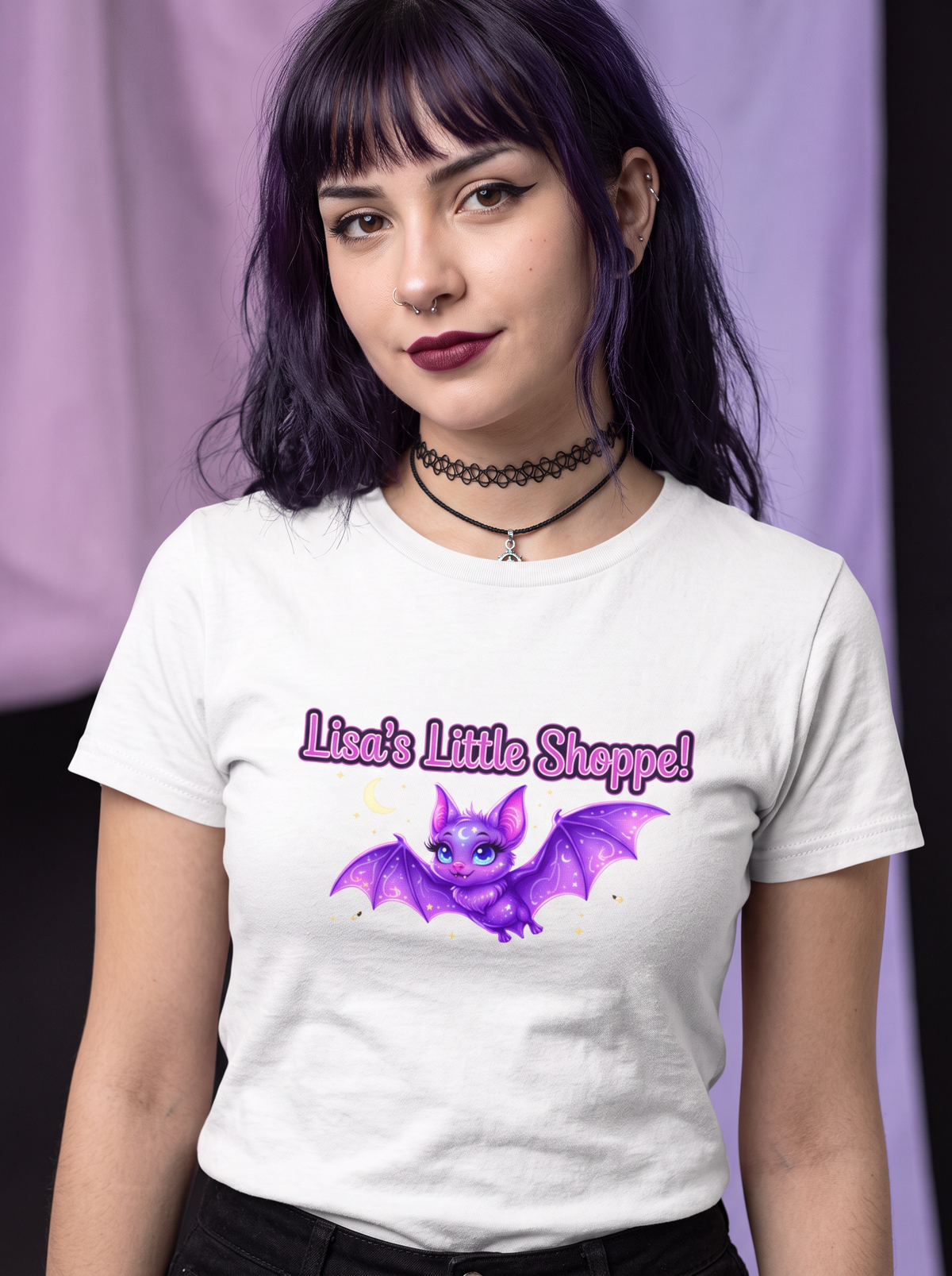 Lisa's Little Shoppe Purple Bat Logo Tee | Bella+CANVAS Unisex Graphic T-Shirt