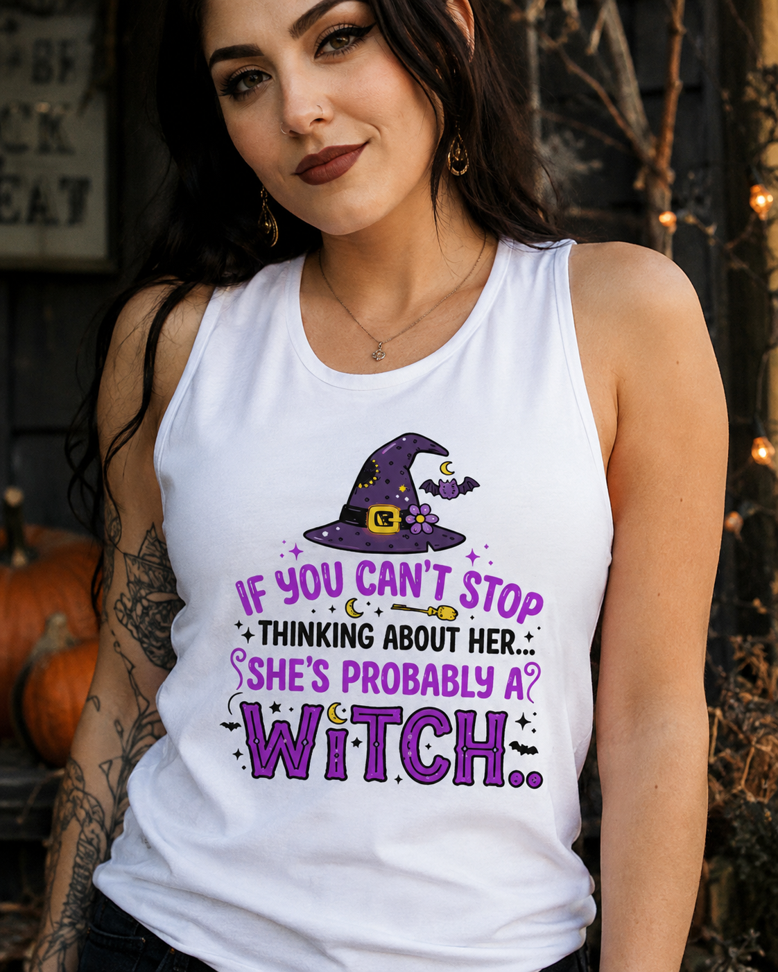 Lisa's Little Shoppe If You Can't Stop Thinking About Her She's Probably a Witch... Tank Top