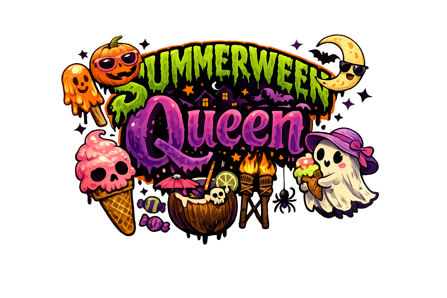 Lisa's Little Shoppe Summerween Queen Tee 🎃☀️👻