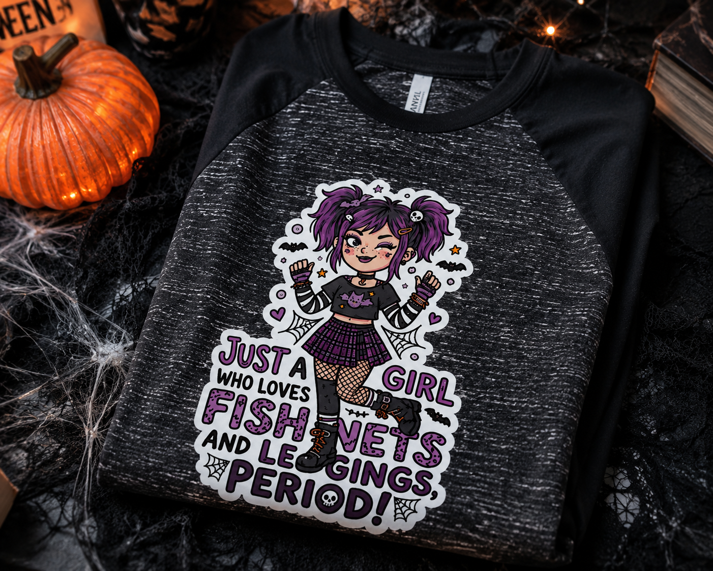 Lisa's Little Shoppe Baseball Tee – “Just a Girl Who Loves Fishnets and Leggings. Period!” 🖤
