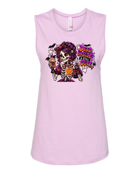 Lisa's Little Shoppe Dead Inside & Still Cute Skeleton Racerback Tank | Bella+Canvas