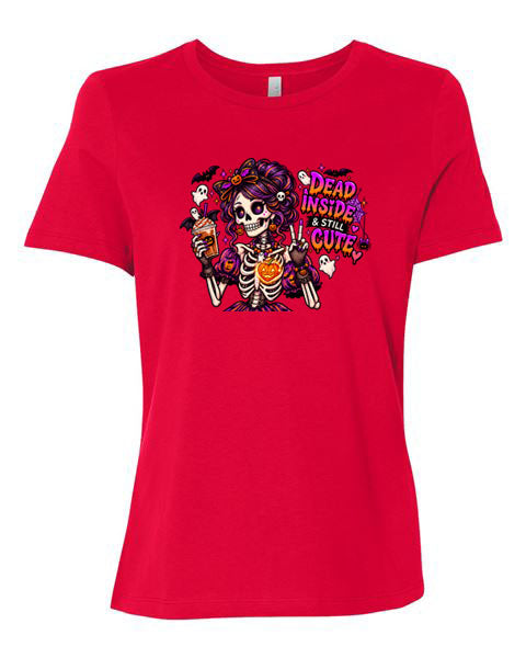 Lisa's Little Shoppe Dead Inside & Still Cute Skeleton Graphic Tee | Bella+Canvas Unisex