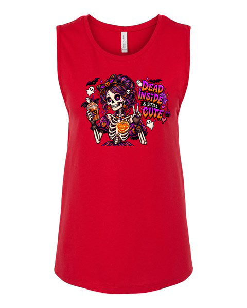 Lisa's Little Shoppe Dead Inside & Still Cute Skeleton Racerback Tank | Bella+Canvas