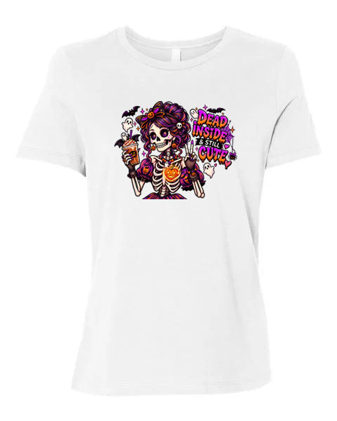 Lisa's Little Shoppe Dead Inside & Still Cute Skeleton Graphic Tee | Bella+Canvas Unisex