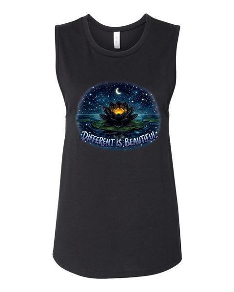 Lisa's Little Shoppe “Different is Beautiful” Black Water Lily Tank Top