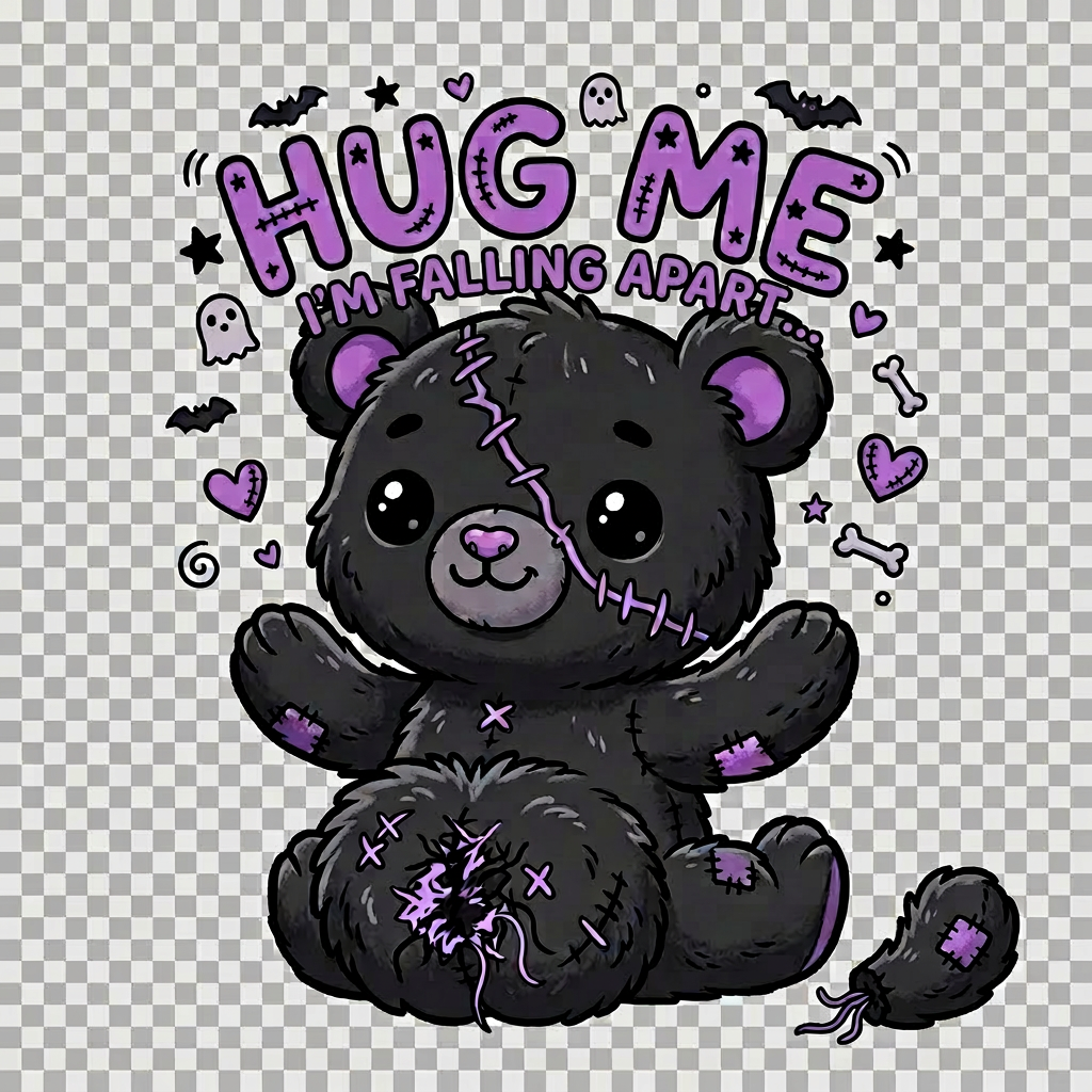 Lisa's Little Shoppe Stitched Teddy Bear “Hug Me I’m Falling Apart” Baseball Tee