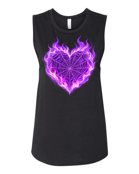 Lisa's Little Shoppe Flaming Purple Web Heart Tank Top