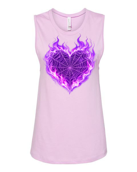 Lisa's Little Shoppe Flaming Purple Web Heart Tank Top