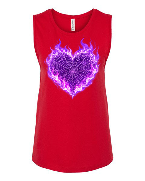 Lisa's Little Shoppe Flaming Purple Web Heart Tank Top