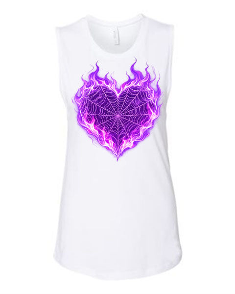 Lisa's Little Shoppe Flaming Purple Web Heart Tank Top