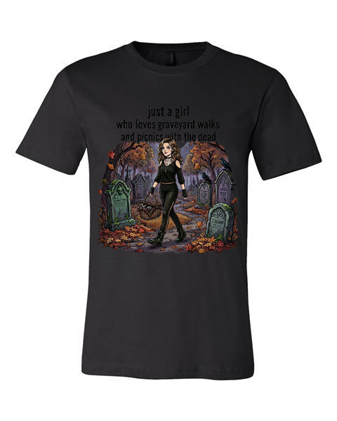 Lisa's Little Shoppe “Girl Who Loves Graveyard Walks Picnics With The Dead" Tee