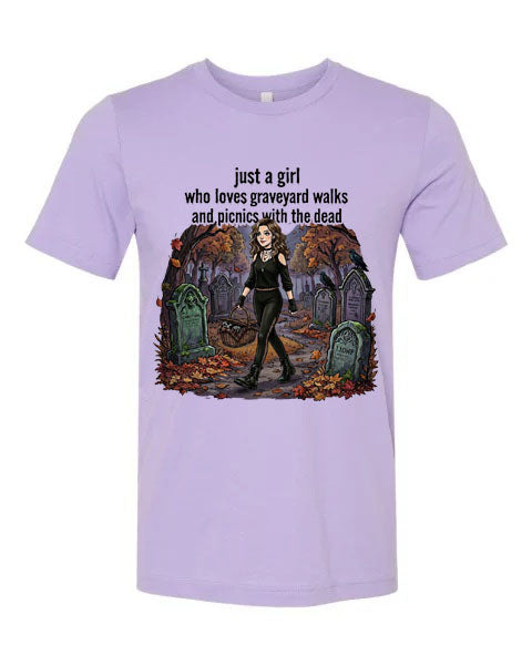 Lisa's Little Shoppe “Girl Who Loves Graveyard Walks Picnics With The Dead" Tee