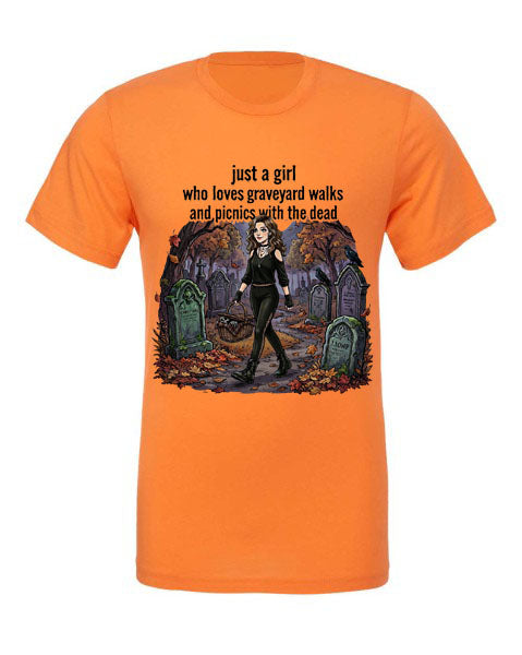 Lisa's Little Shoppe “Girl Who Loves Graveyard Walks Picnics With The Dead" Tee